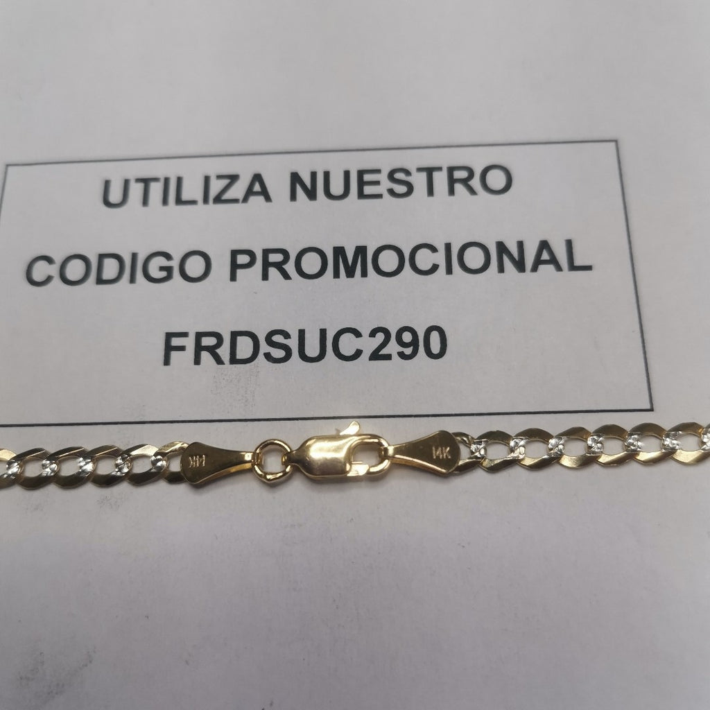 CADENAS BARBADA DIAMANTADA ORO 14K 60 CM 9.5 GR (NUEVO)