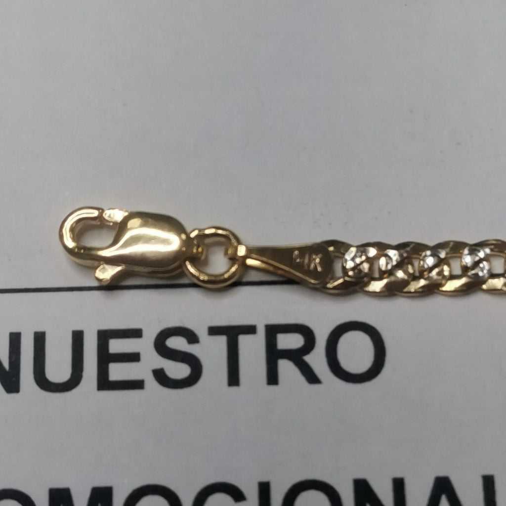 PULSERAS TEJIDO BARBADA DIAMANTADA ORO 14K 18 CM 3.2 GR (NUEVO)