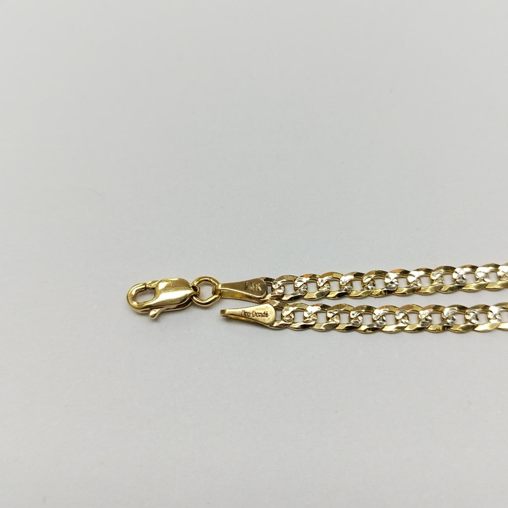 PULSERAS TEJIDO BARBADA DIAMANTADA ORO 14K 18 CM 3.2 GR (NUEVO)