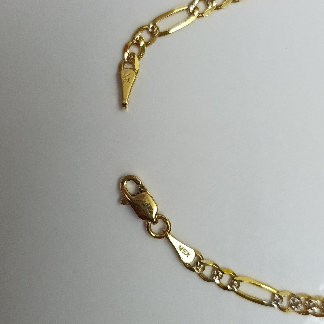 PULSERAS 3X1 DIAMANTADA ORO 14K 18 CM 3 GR (NUEVO)