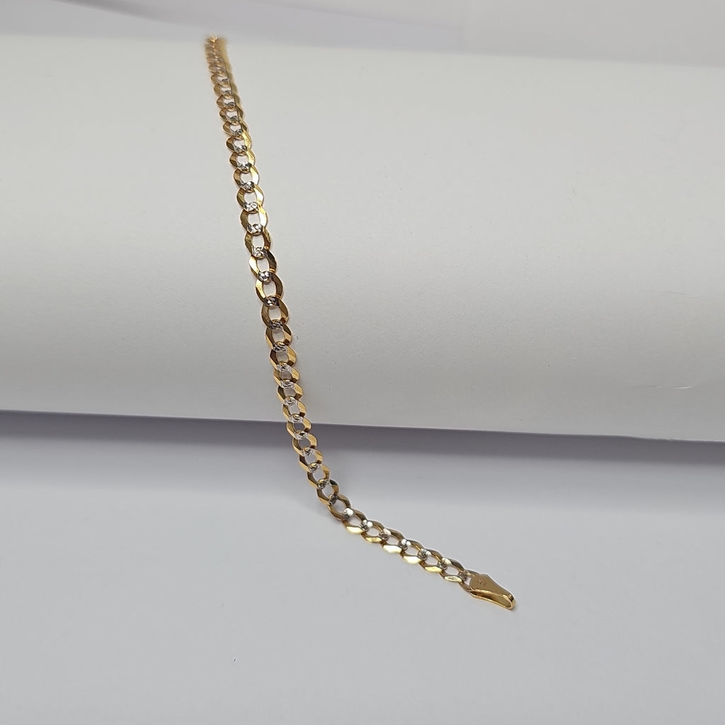 PULSERAS BARBADA DIAMANTADA ORO 14K 21 CM 3.6 GR (NUEVO)