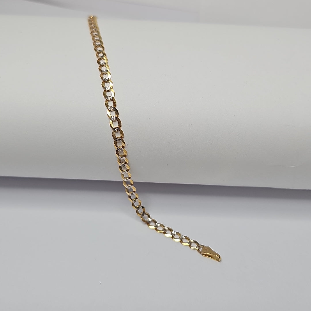 PULSERAS BARBADA DIAMANTADA ORO 14K 21 CM 3.6 GR (NUEVO)