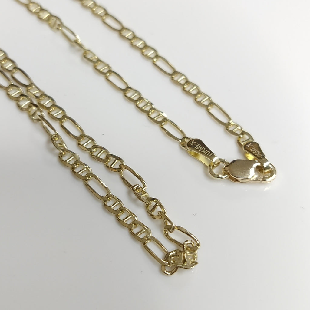 CADENAS TEJIDO FIGARO GUCHI ORO 10K 60 CM 5.3 GR (NUEVO)
