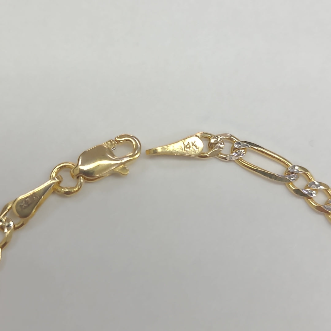 PULSERAS 3X1 DIAMANTADA ORO 14K 18 CM 3 GR (NUEVO)