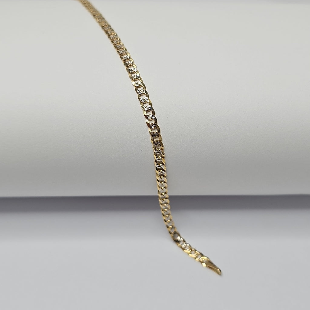 PULSERAS TEJIDO BARBADA DIAMANTADA ORO 14K 18 CM 3.1 GR (NUEVO)