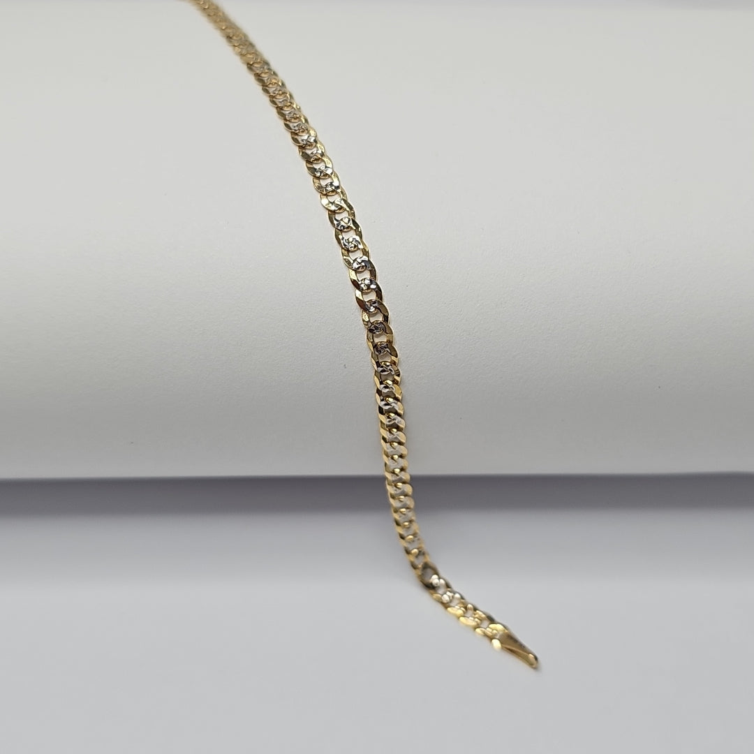 PULSERAS TEJIDO BARBADA DIAMANTADA ORO 14K 18 CM 3.1 GR (NUEVO)