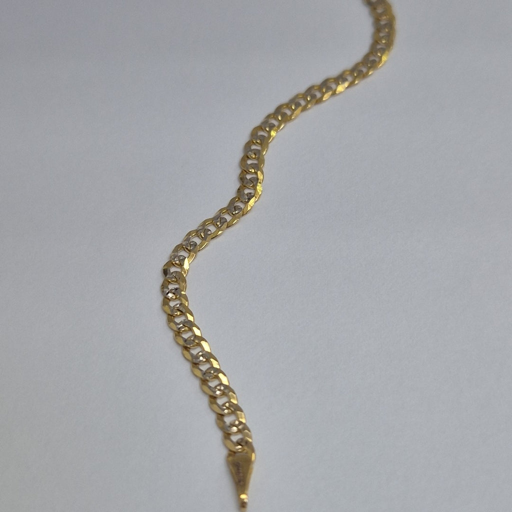 PULSERAS TEJIDO BARBADA DIAMANTADA ORO 14K 18 CM 3.1 GR (NUEVO)