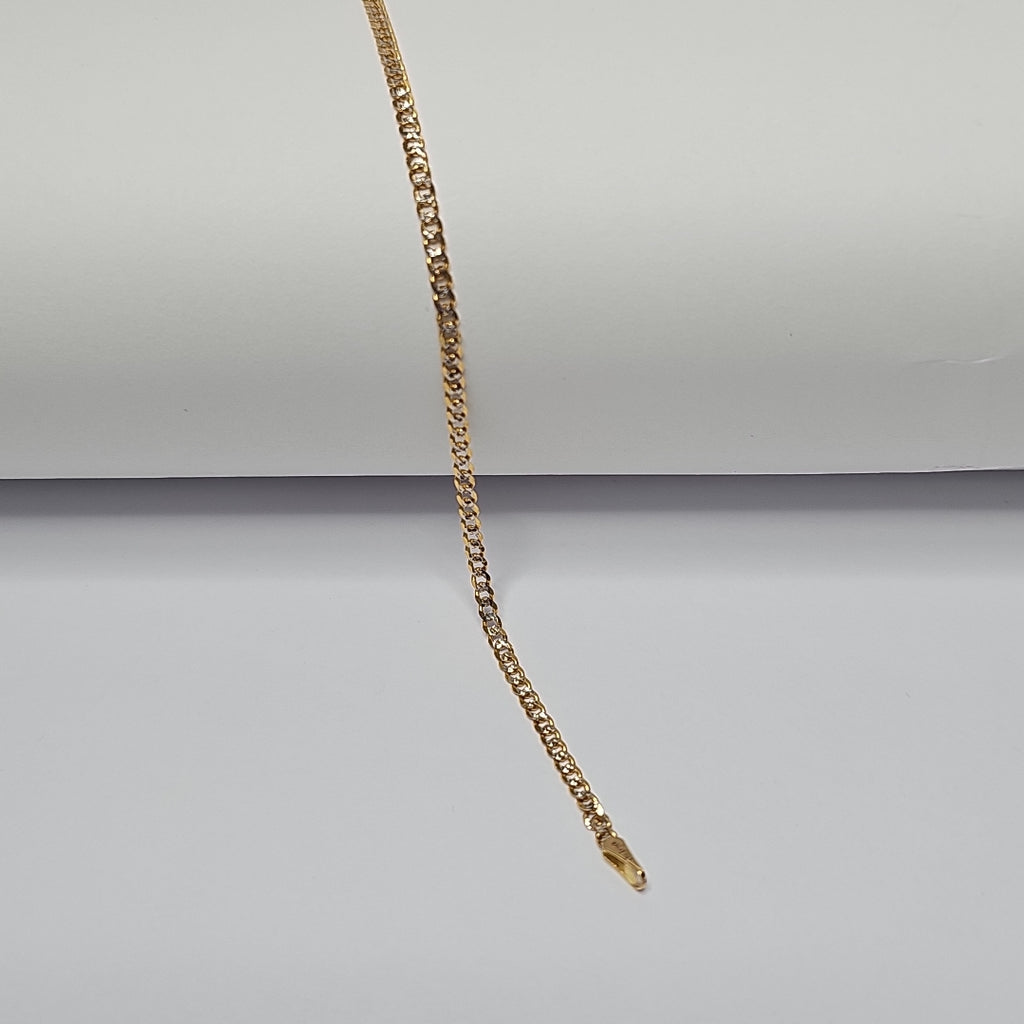 PULSERAS BARBADA DIAMANTADA ORO 14K 18 CM 2.4 GR (NUEVO)