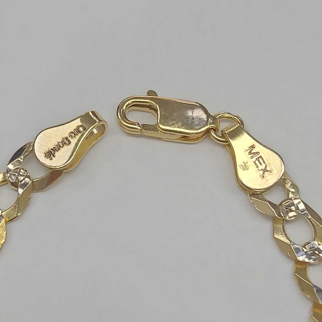 PULSERAS TEJIDO BARBADA DIAMANTADA ORO 14K 16 CM 5.5 GR (NUEVO)