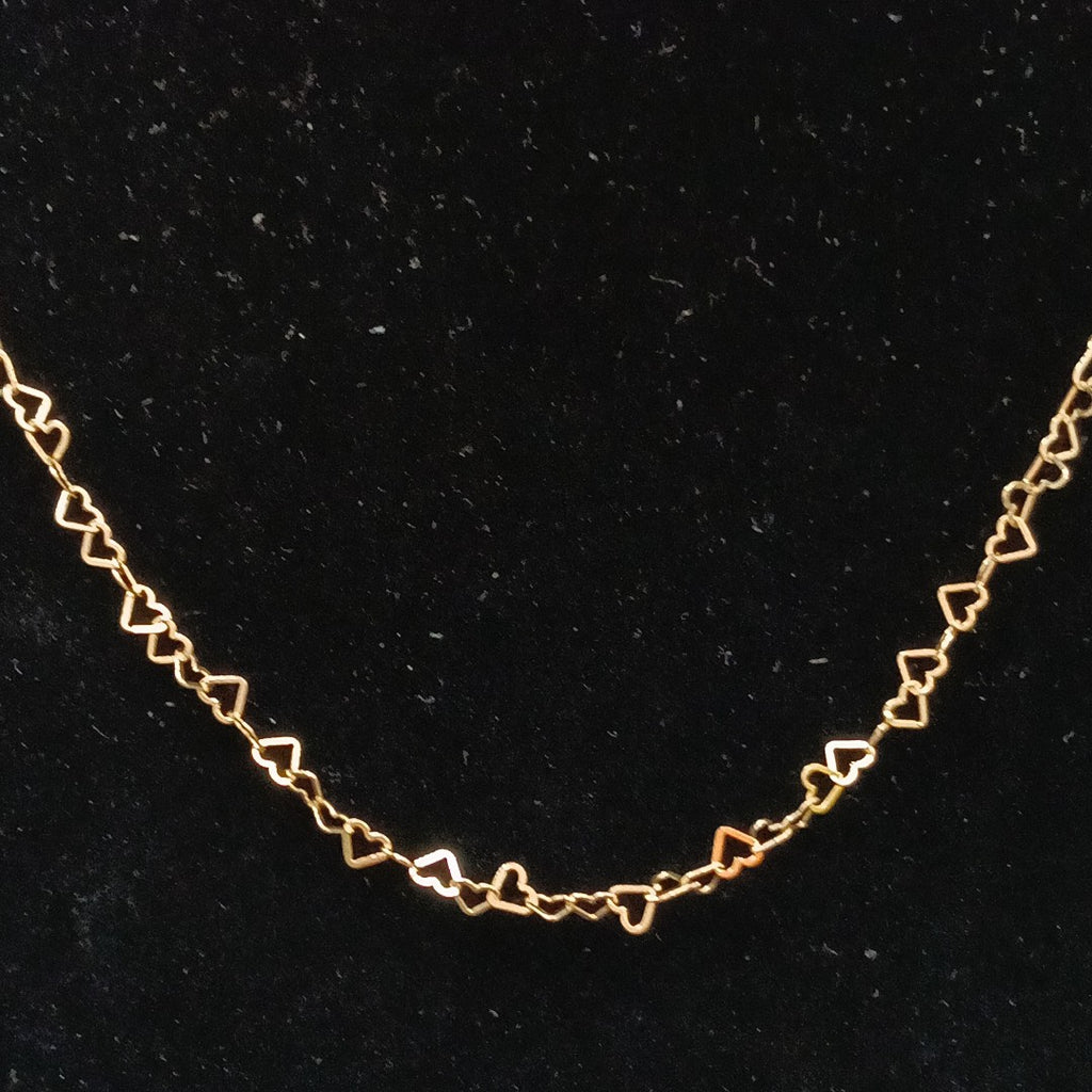 CADENAS TEJIDO CORAZONES ORO 10K 50 CM 2.5 GR (NUEVO)