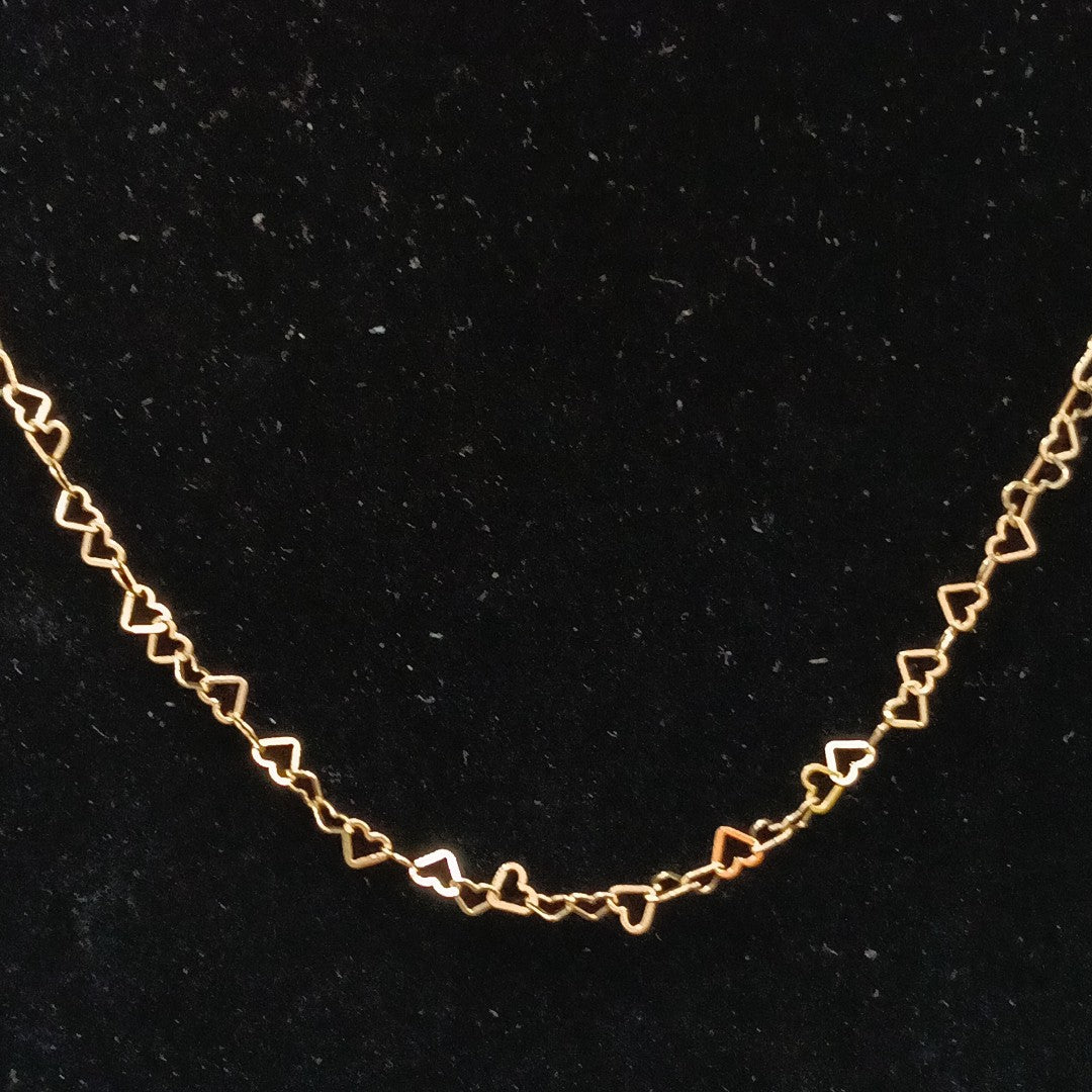 CADENAS TEJIDO CORAZONES ORO 10K 50 CM 2.5 GR (NUEVO)