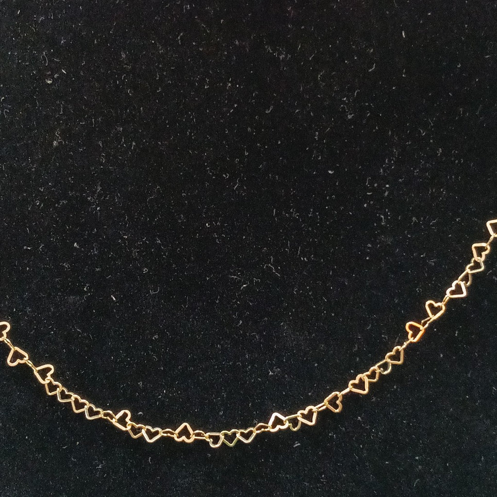 CADENAS TEJIDO CORAZONES ORO 10K 50 CM 2.5 GR (NUEVO)
