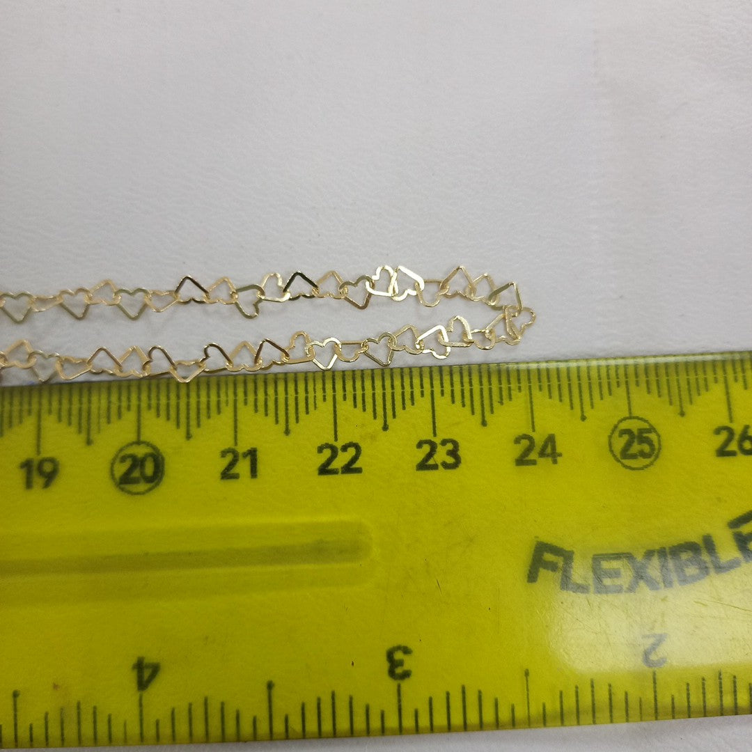 CADENAS TEJIDO CORAZONES ORO 10K 50 CM 2.4 GR (NUEVO)