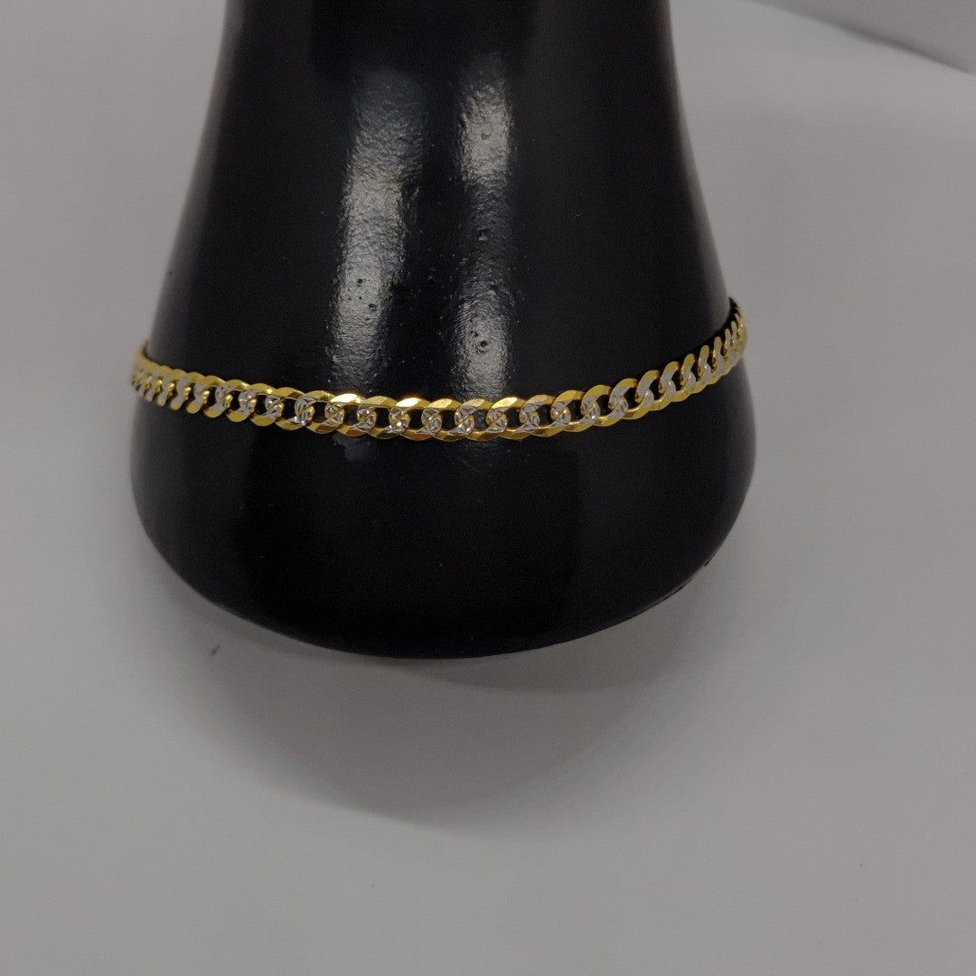 PULSERAS TEJIDO BARBADA DIAMANTADA ORO 14K 21 CM 5.1 GR (NUEVO)
