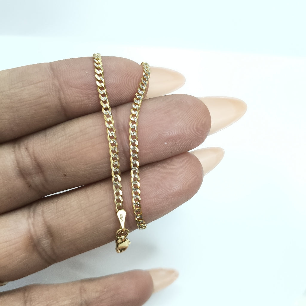 PULSERAS BARBADA DIAMANTADA ORO 14K 18 CM 2.4 GR (NUEVO)