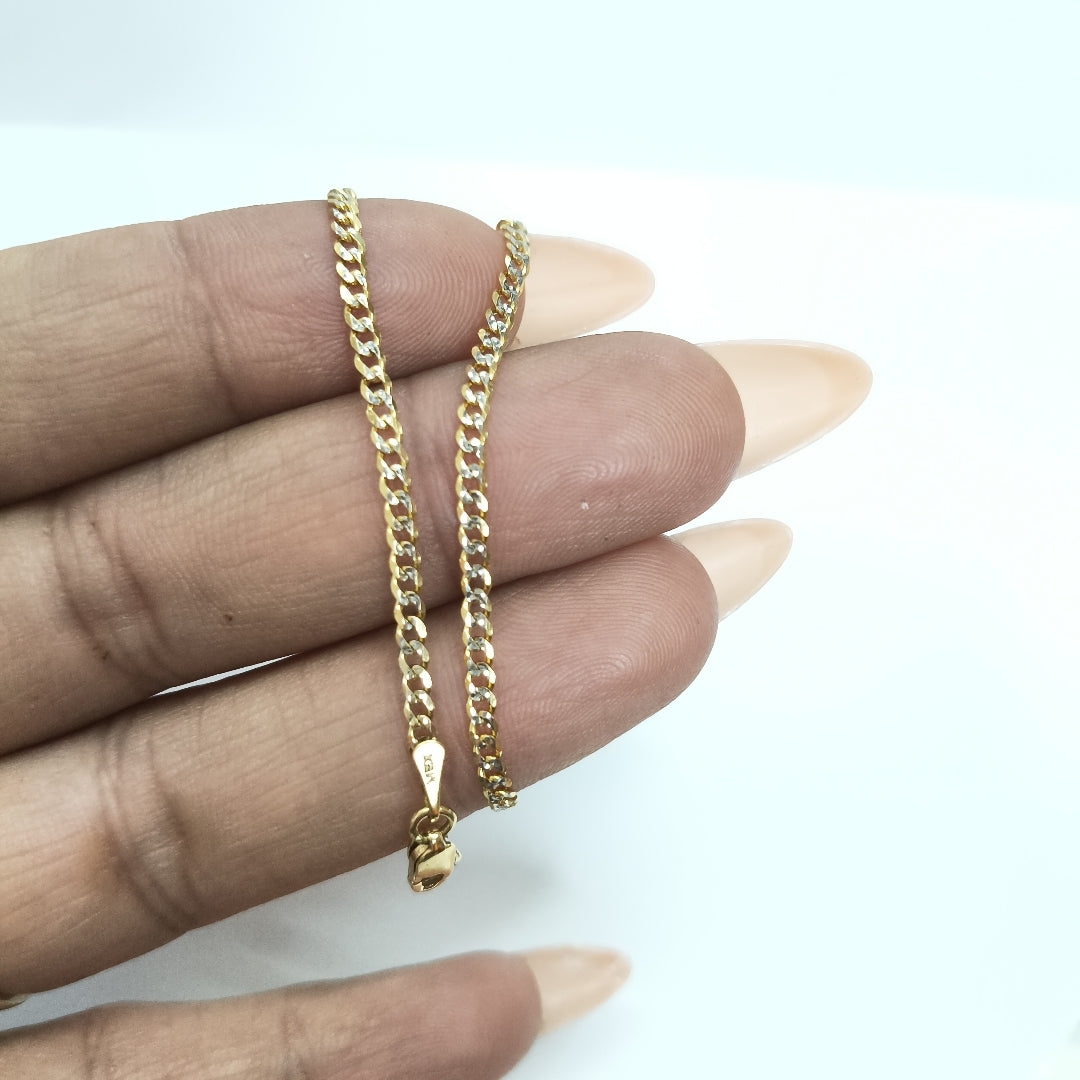 PULSERAS BARBADA DIAMANTADA ORO 14K 18 CM 2.4 GR (NUEVO)