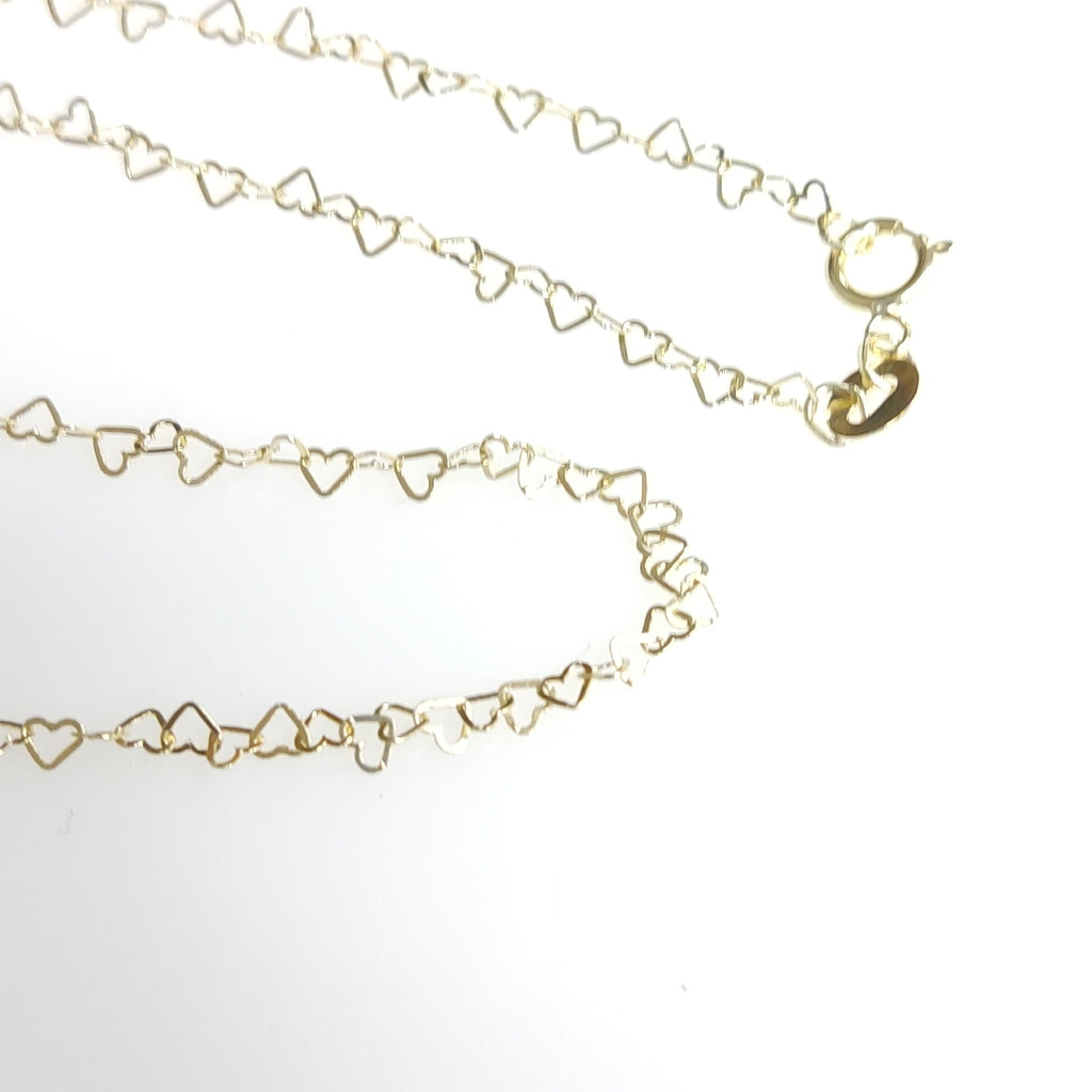 CADENAS TEJIDO CORAZONES ORO 10K 50 CM 1.4 GR (NUEVO)