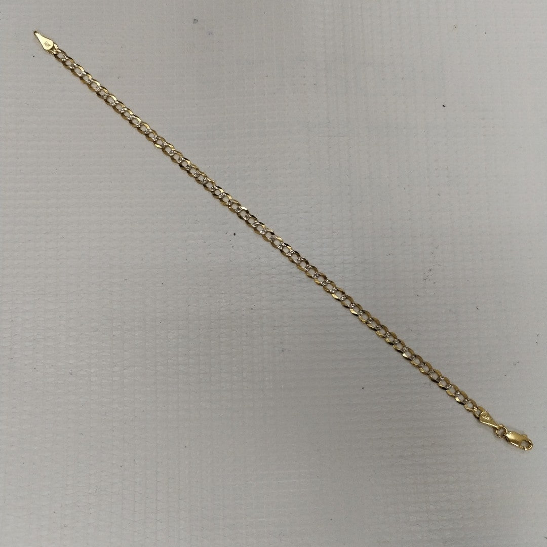 PULSERAS BARBADA DIAMANTADA ORO 14K 21 CM 3.6 GR (NUEVO)