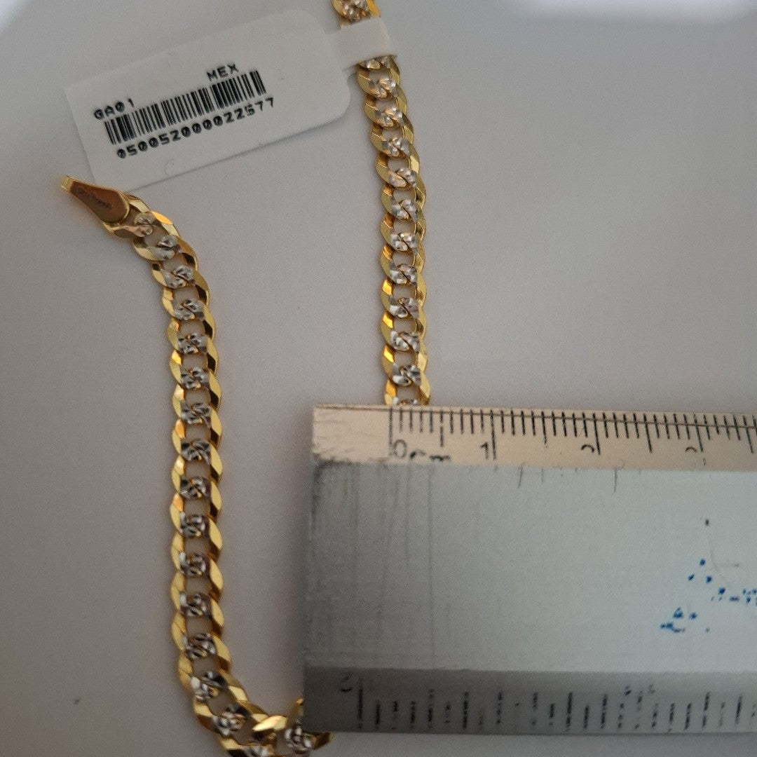PULSERAS TEJIDO BARBADA DIAMANTADA ORO 14K 18 CM 6.8 GR (NUEVO)