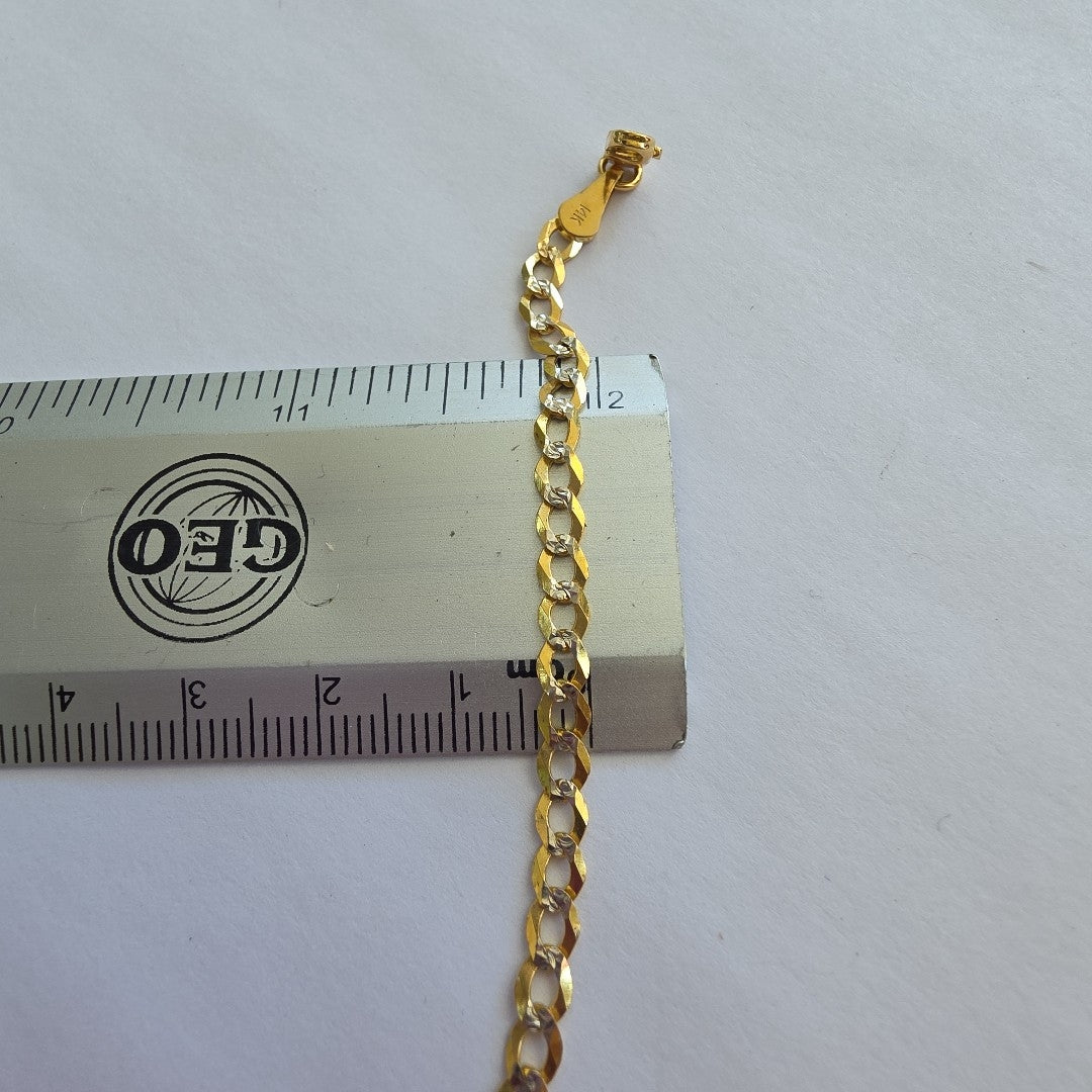 PULSERAS BARBADA DIAMANTADA ORO 14K 21 CM 3.6 GR (NUEVO)