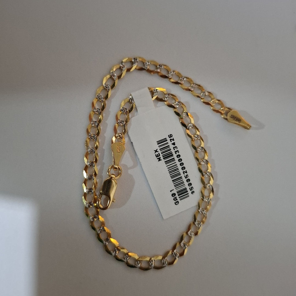 PULSERAS BARBADA DIAMANTADA ORO 14K 21 CM 3.6 GR (NUEVO)