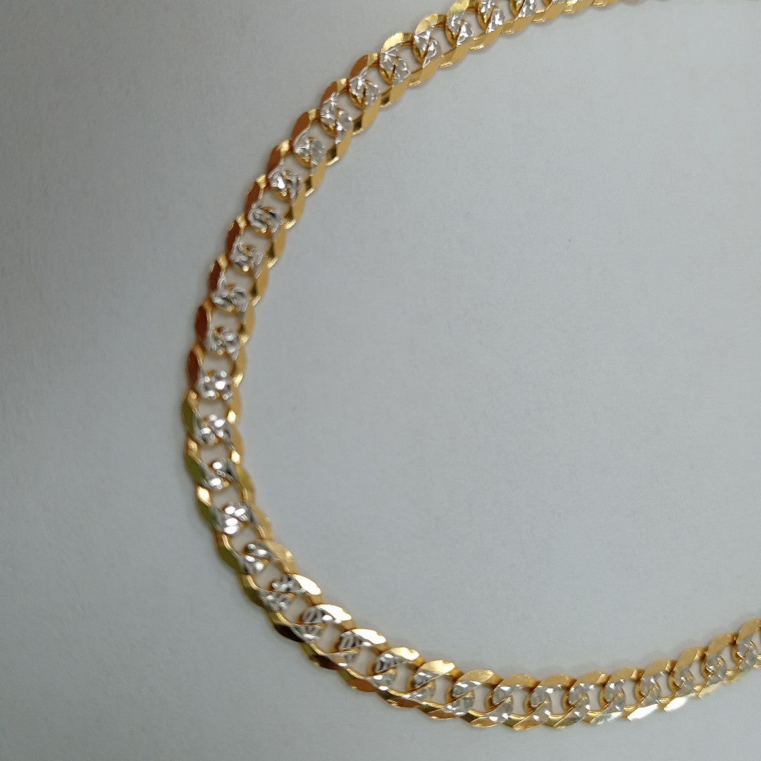 PULSERAS TEJIDO BARBADA DIAMANTADA ORO 14K 21 CM 5 GR (NUEVO)