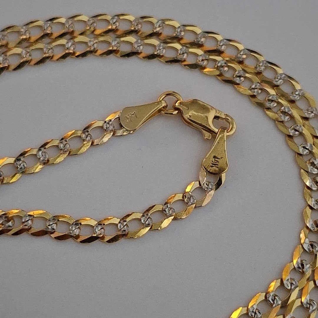 CADENAS BARBADA DIAMANTADA ORO 14K 60 CM 9.6 GR (NUEVO)