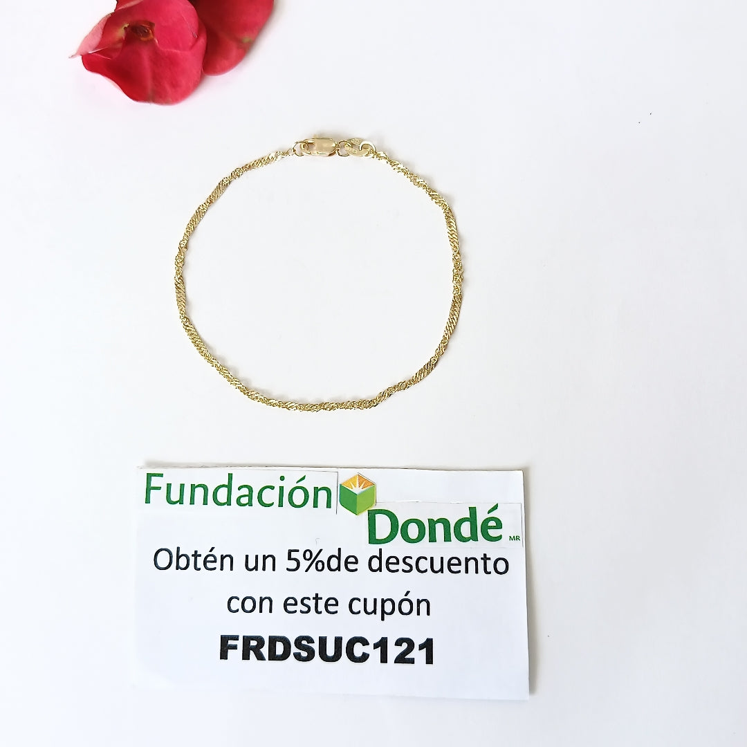 PULSERAS TEJIDO MEDIO TZL ORO 14K 18 CM 1.3 GR (NUEVO)