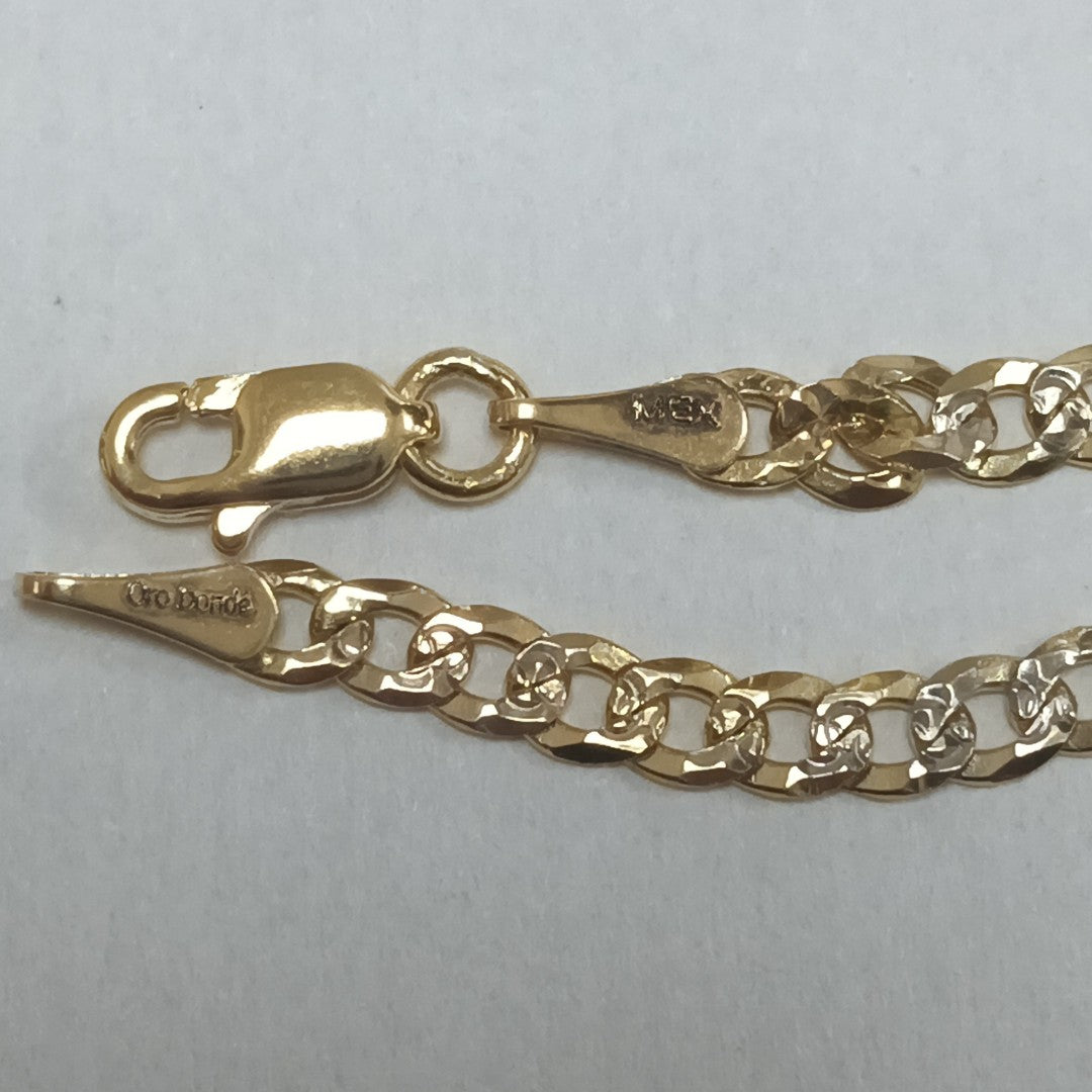 PULSERAS TEJIDO BARBADA DIAMANTADA ORO 14K 18 CM 3.1 GR (NUEVO)