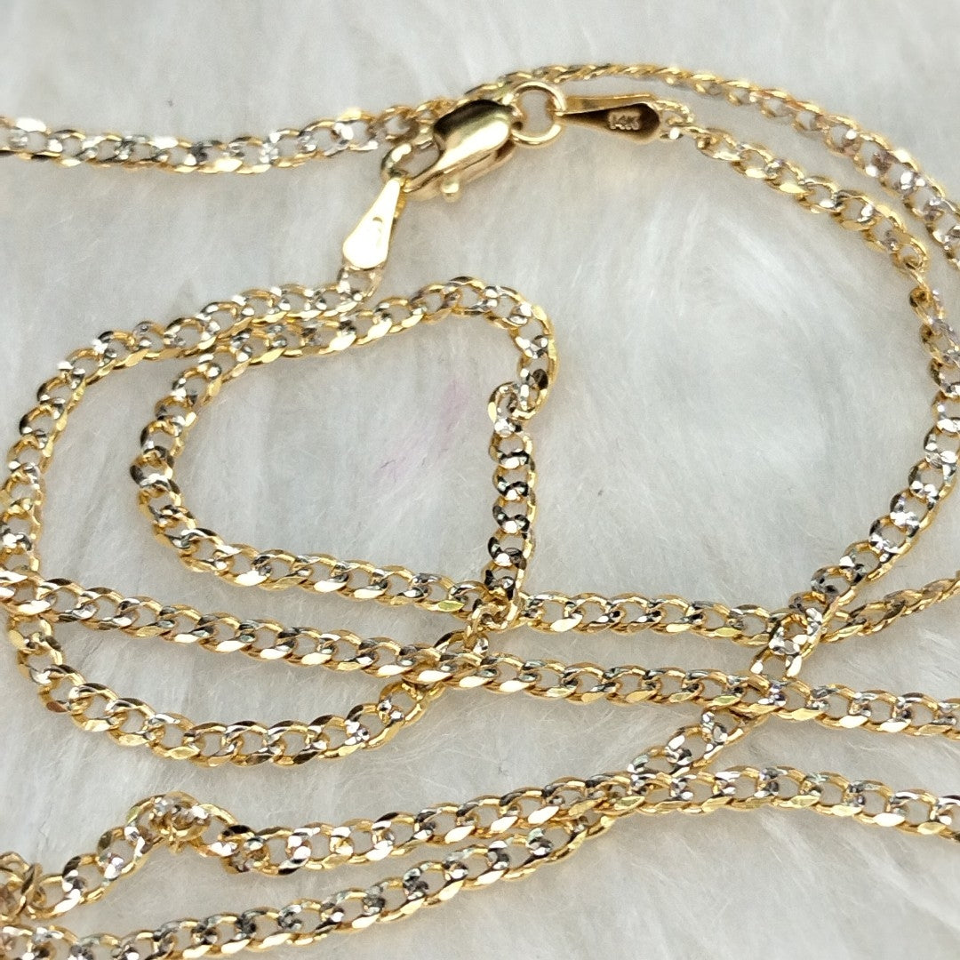 CADENAS BARBADA DIAMANTADA ORO 14K 55 CM 5.7 GR (NUEVO)