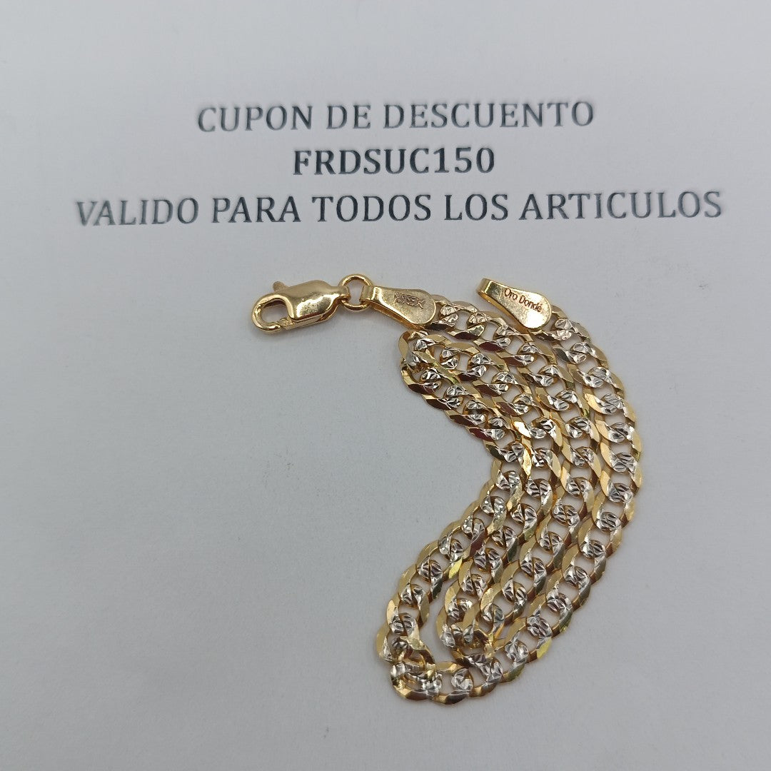 PULSERAS TEJIDO BARBADA DIAMANTADA ORO 14K 21 CM 5 GR (NUEVO)