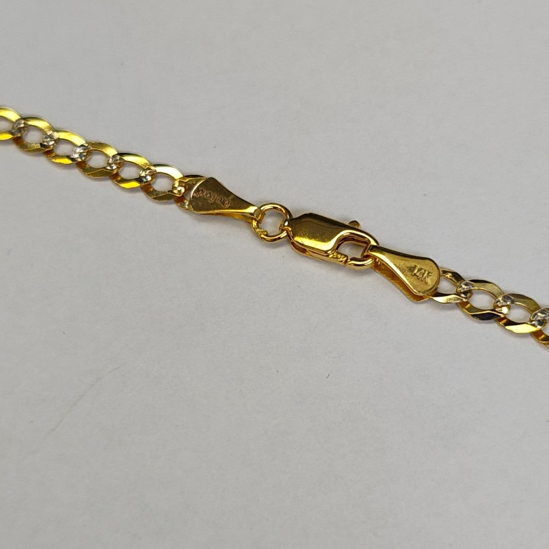 CADENAS BARBADA DIAMANTADA ORO 14K 55 CM 8.8 GR (NUEVO)