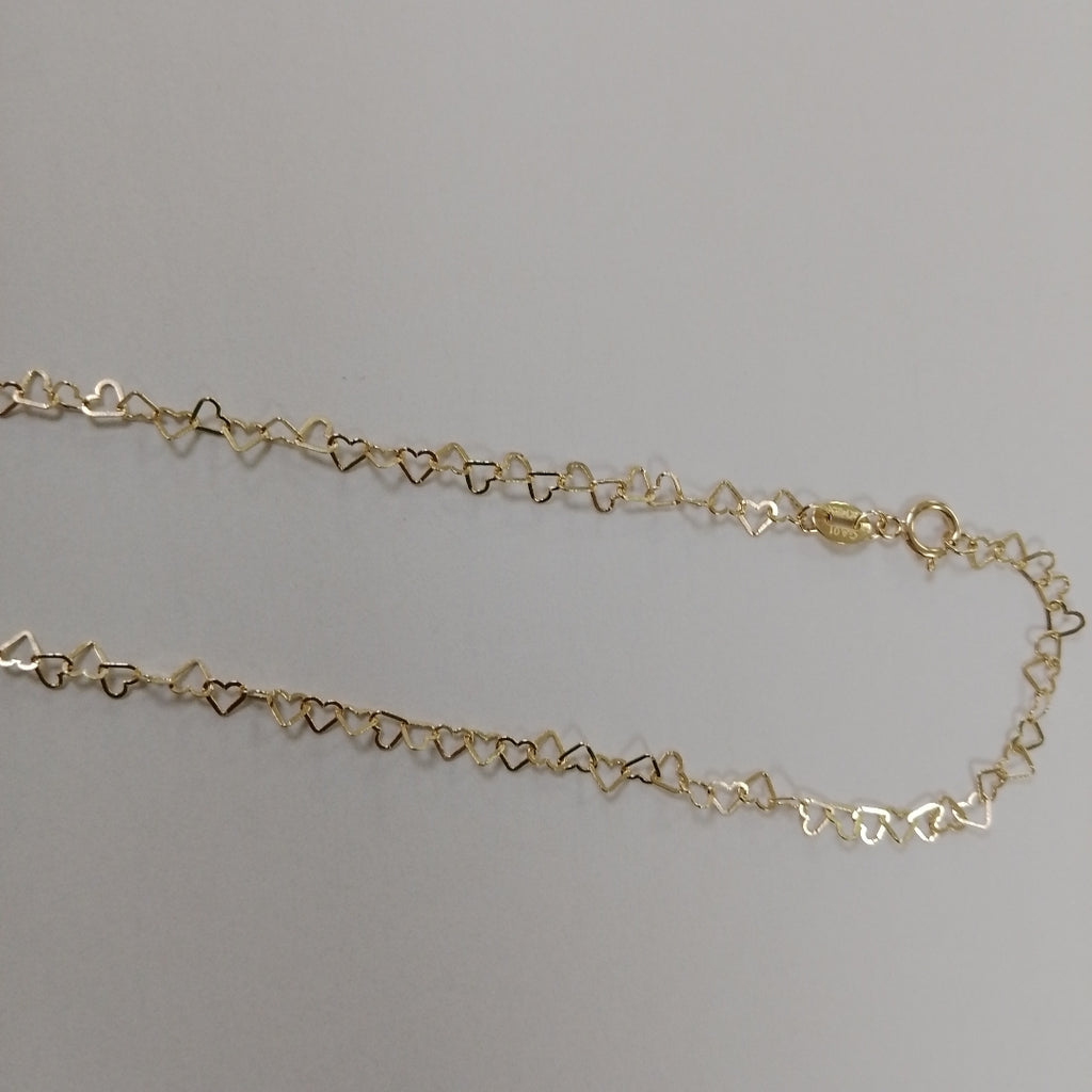 CADENAS TEJIDO CORAZONES ORO 10K 50 CM 2.5 GR (NUEVO)
