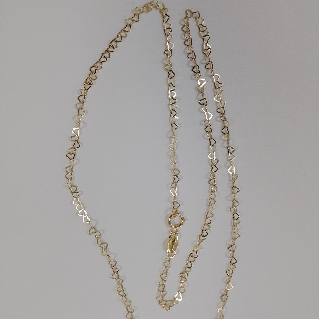 CADENAS TEJIDO CORAZONES ORO 10K 50 CM 1.5 GR (NUEVO)