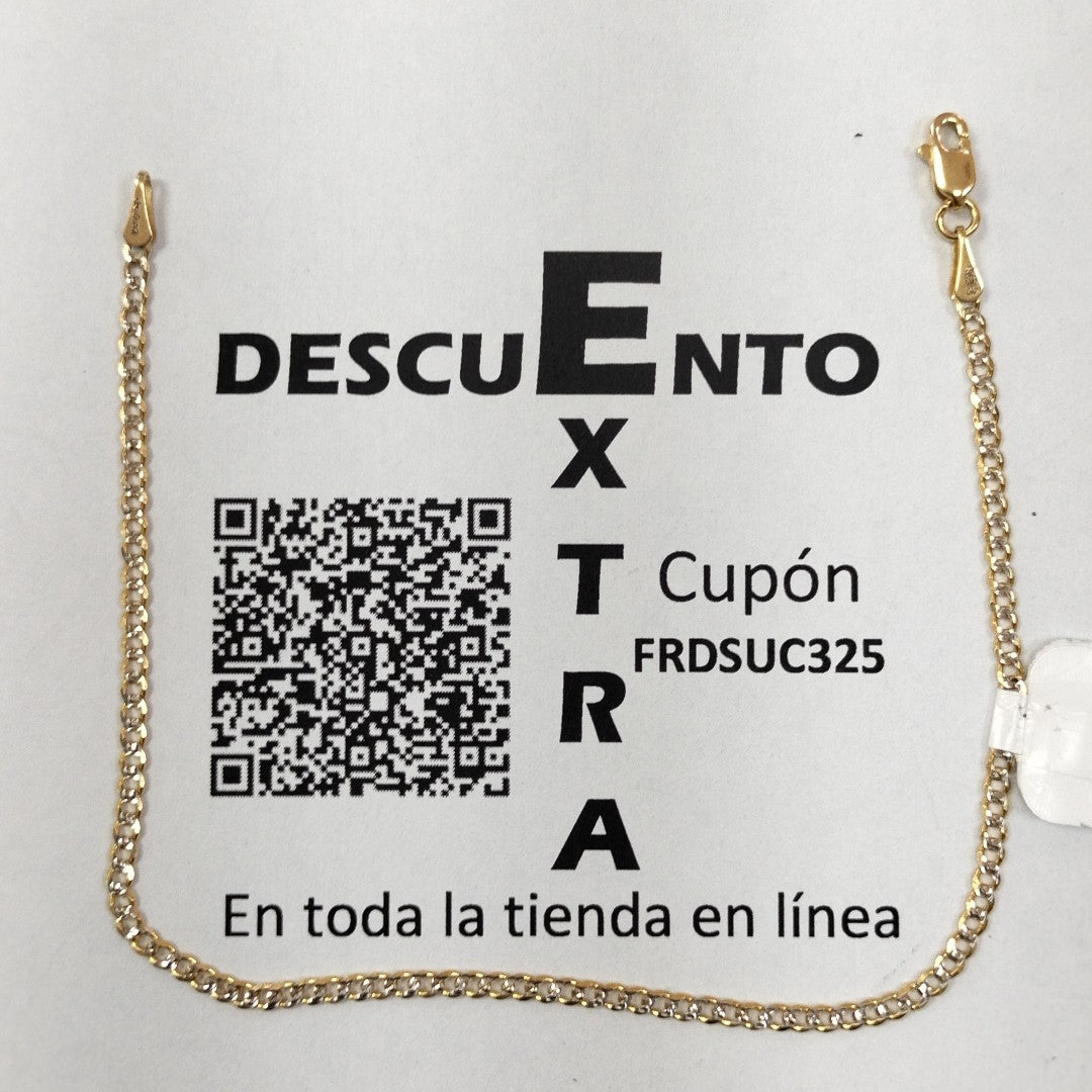 PULSERAS BARBADA DIAMANTADA ORO 14K 18 CM 2.4 GR (NUEVO)