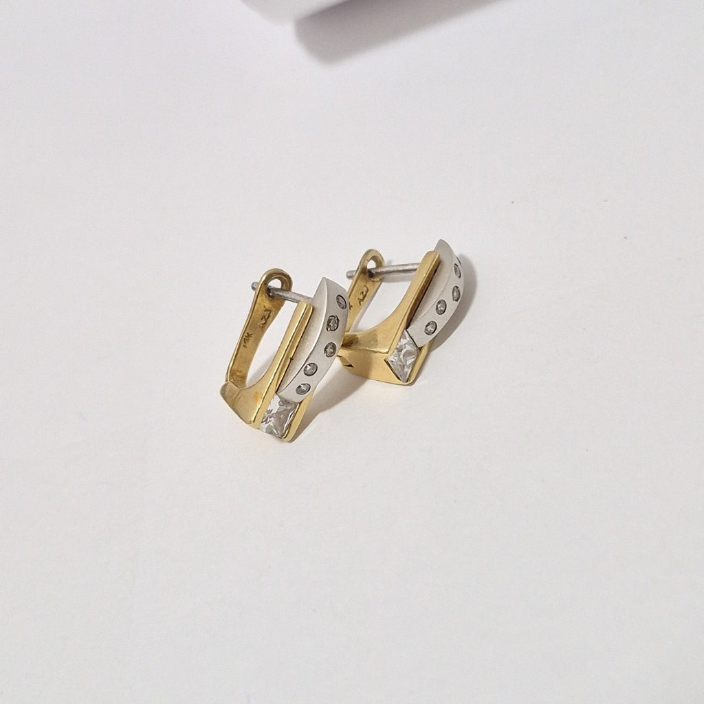 ARETES PAR ORO BLANCO 14 K 5.4 GRMS (SEMINUEVO)