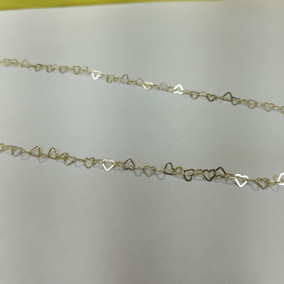 CADENAS TEJIDO CORAZONES ORO 10K 50 CM 2.5 GR (NUEVO)