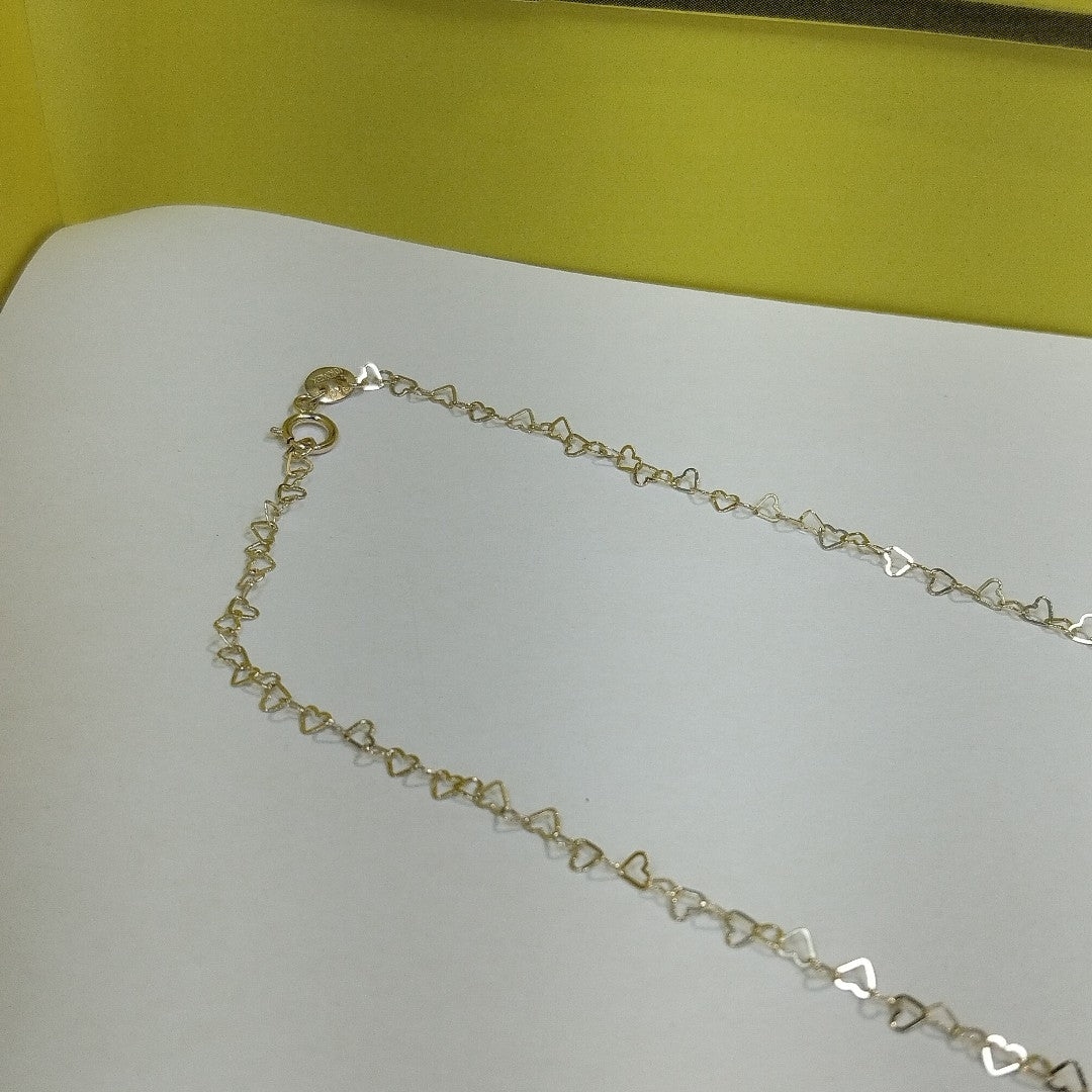 CADENAS TEJIDO CORAZONES ORO 10K 55 CM 1.6 GR (NUEVO)