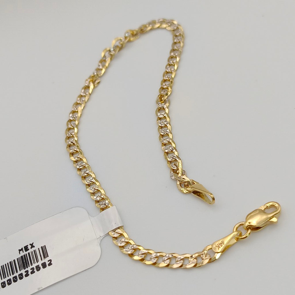 PULSERAS TEJIDO BARBADA DIAMANTADA ORO 14K 18 CM 3.1 GR (NUEVO)