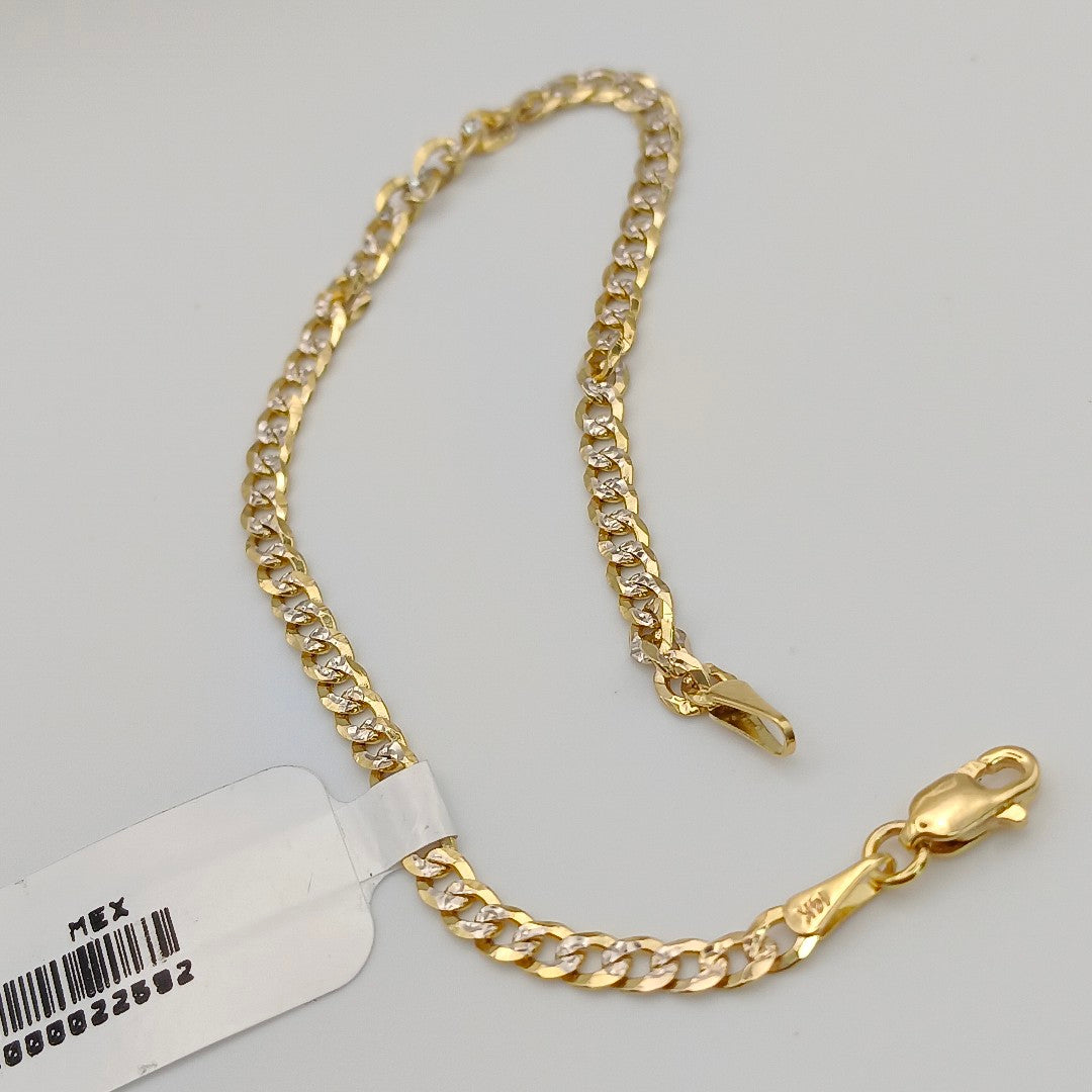 PULSERAS TEJIDO BARBADA DIAMANTADA ORO 14K 18 CM 3.1 GR (NUEVO)