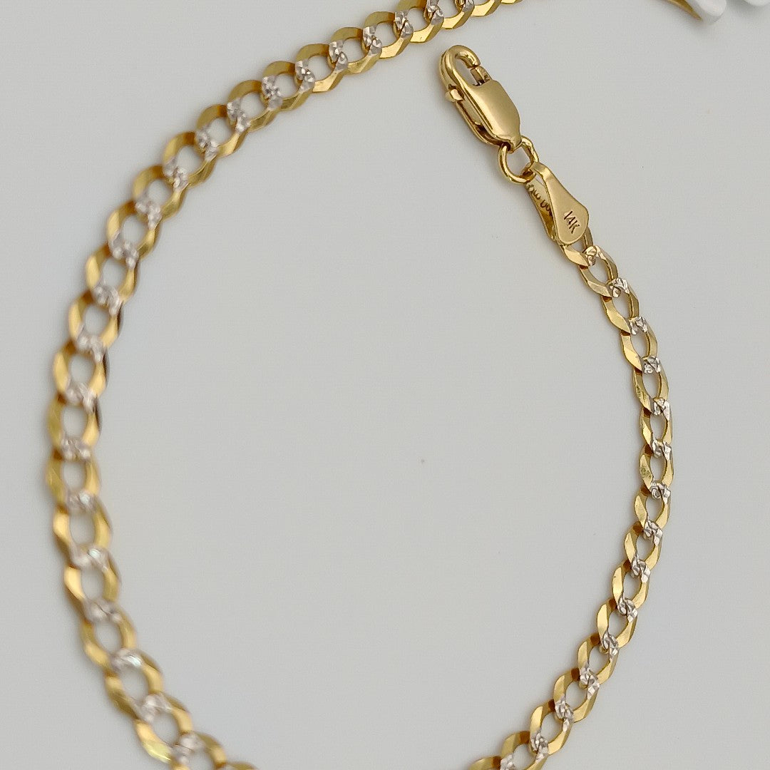 PULSERAS BARBADA DIAMANTADA ORO 14K 21 CM 3.6 GR (NUEVO)