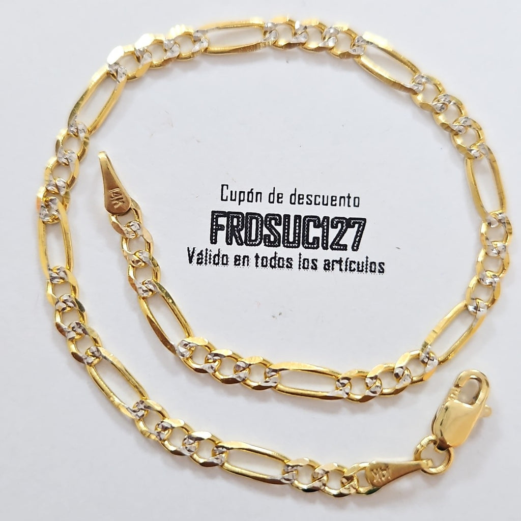 PULSERAS 3X1 DIAMANTADA ORO 14K 18 CM 3 GR (NUEVO)