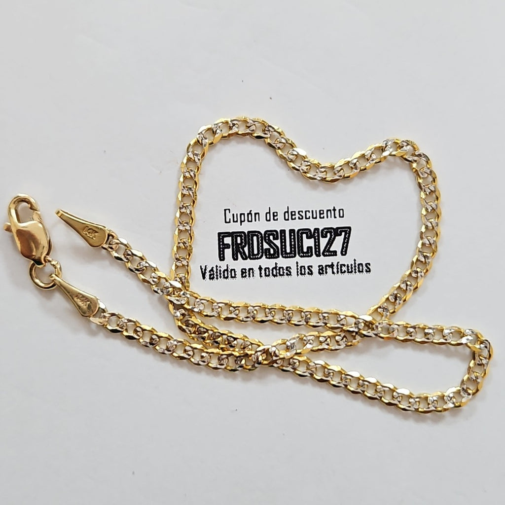 PULSERAS BARBADA DIAMANTADA ORO 14K 18 CM 2.4 GR (NUEVO)
