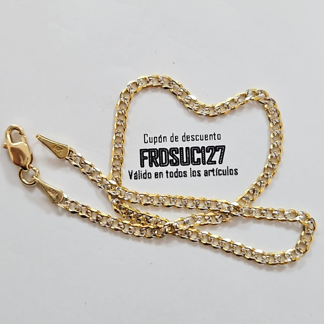 PULSERAS BARBADA DIAMANTADA ORO 14K 18 CM 2.4 GR (NUEVO)