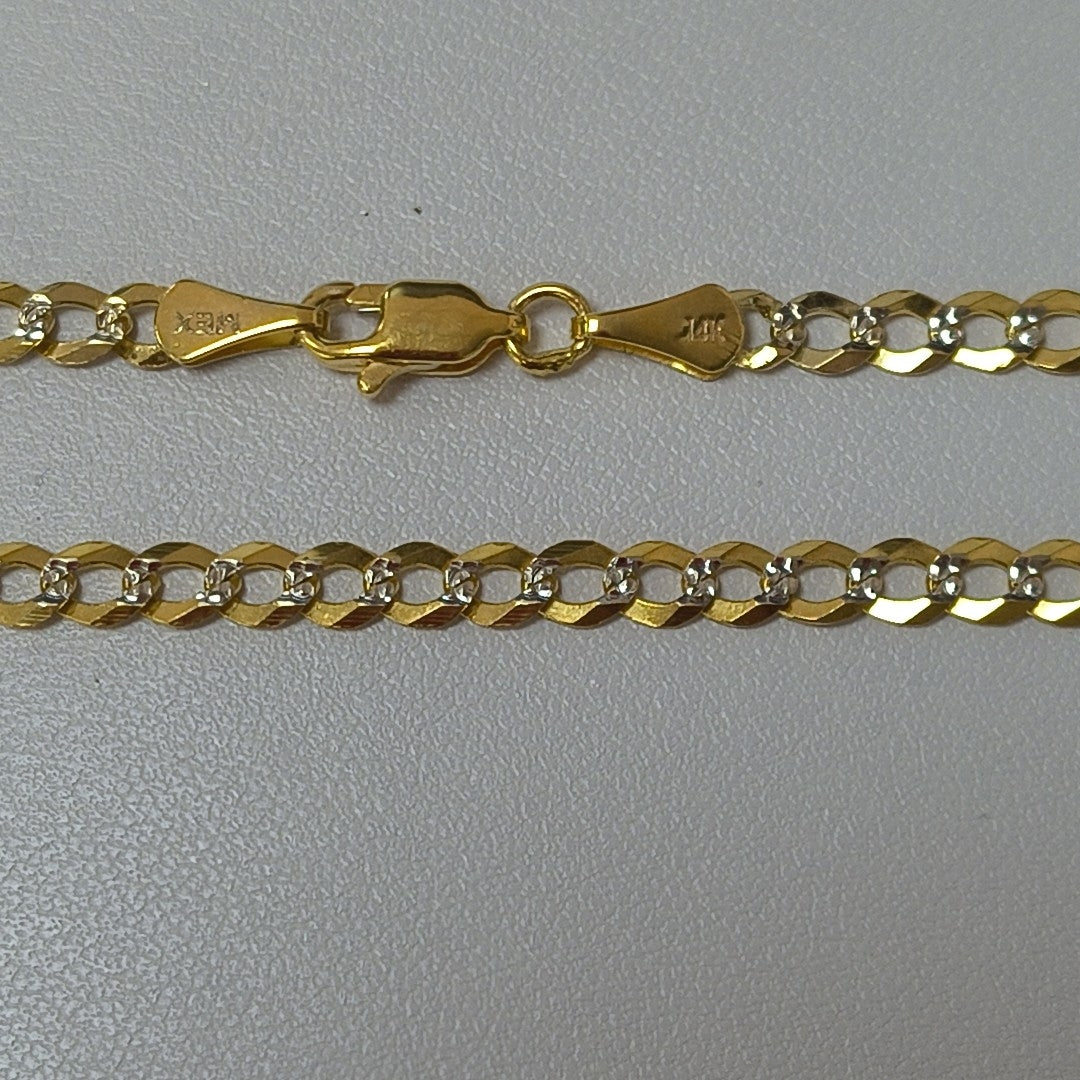 CADENAS BARBADA DIAMANTADA ORO 14K 60 CM 9.5 GR (NUEVO)