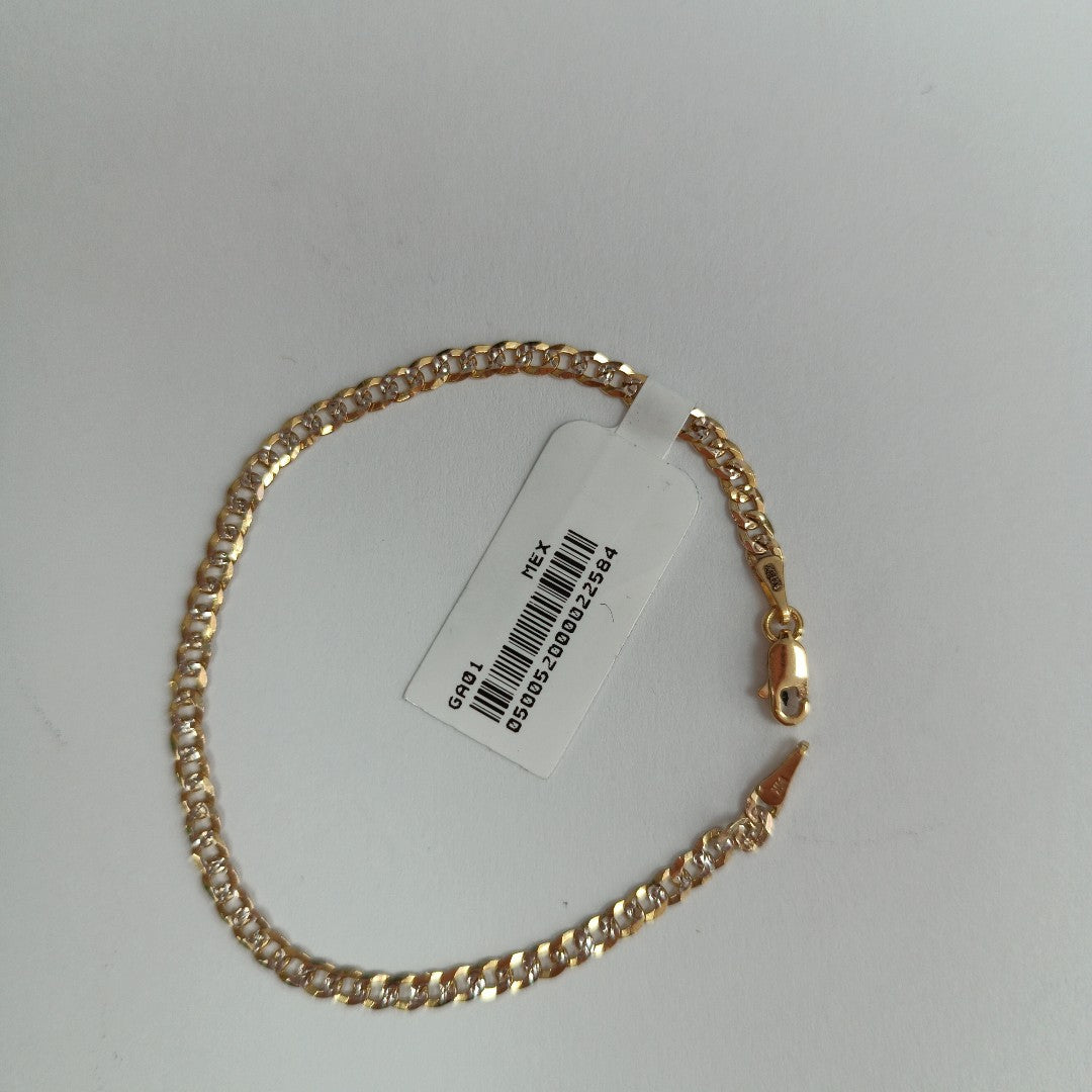 PULSERAS TEJIDO BARBADA DIAMANTADA ORO 14K 18 CM 3.2 GR (NUEVO)