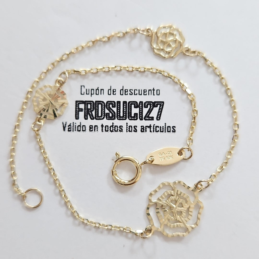PULSERAS TEJIDO ESPECIAL C/DIJE ORO 10K 18 CM 1 GR (NUEVO)