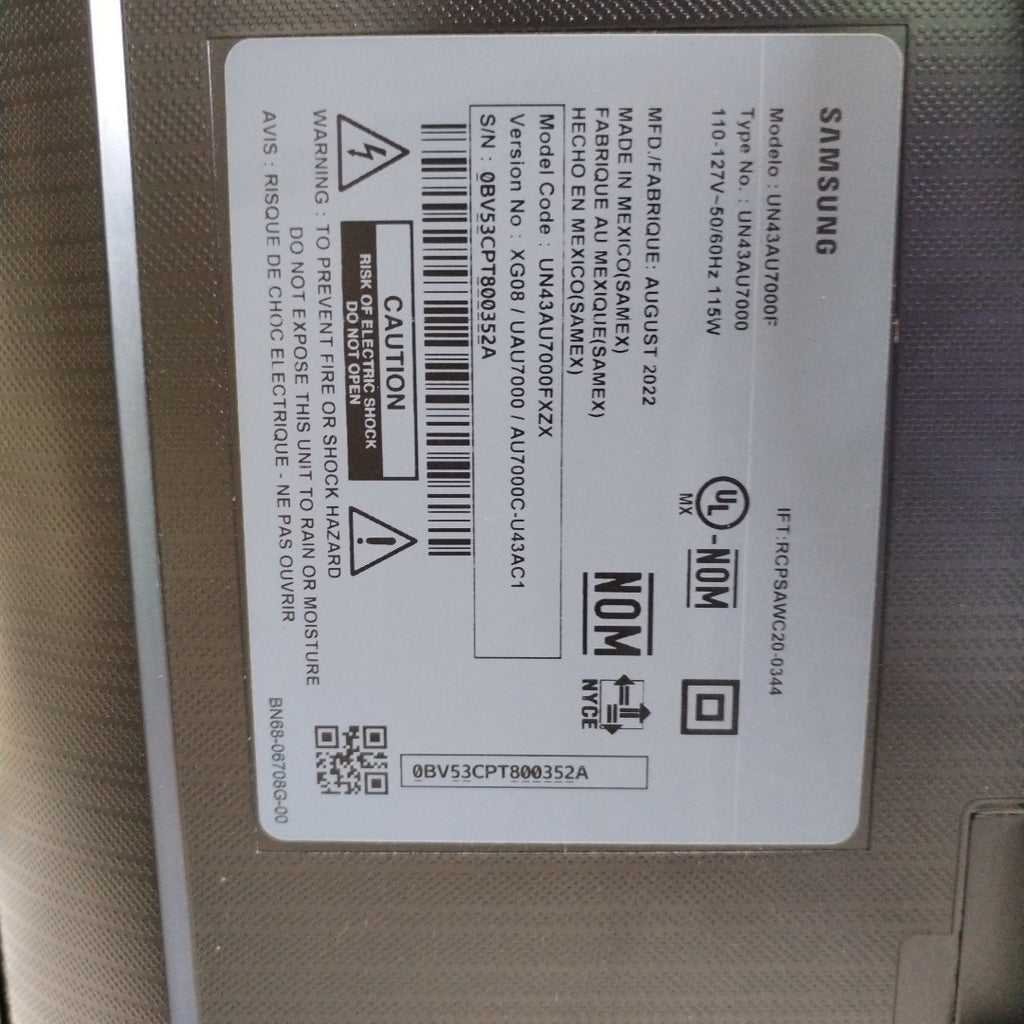 PANTALLA SAMSUNG UN43AU7000F (2022) 43" LED 4K (SEMINUEVO)