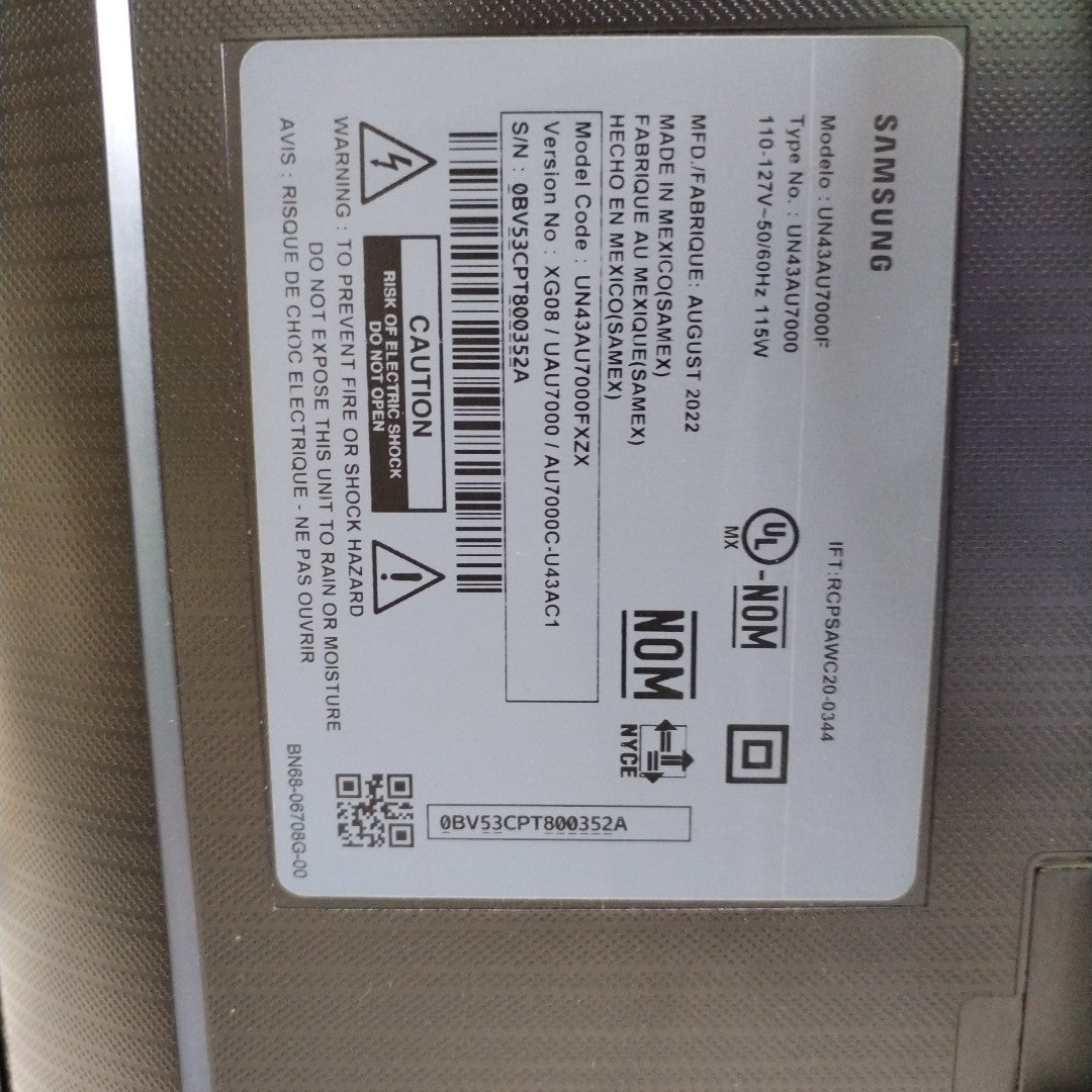 PANTALLA SAMSUNG UN43AU7000F (2022) 43" LED 4K (SEMINUEVO)