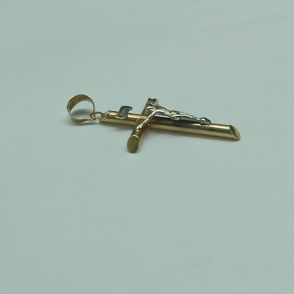 CRUCIFIJO ORO, ORO COMBINADO 10 K 1.3 GRMS (SEMINUEVO)